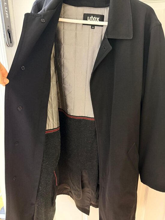 Utex Men’s Size 40 Blend Lined Coat Removable Lining Black Trench - Picture 8 of 8